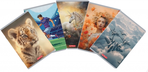 Caiet A5 48 file, hartie 70g/mp FSC mix, dictando, Megamix 2,d diverse modele, Herlitz
